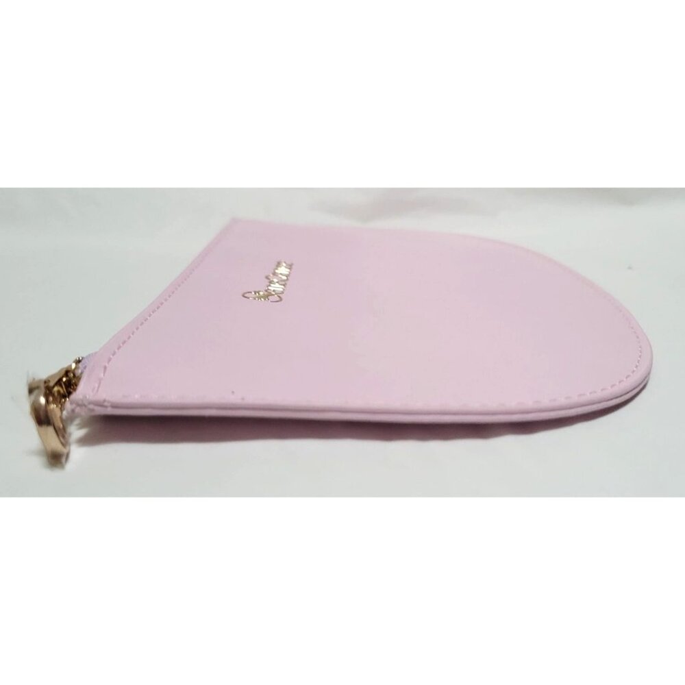 SeneGence Pink Stiff Faux Leather Half-Moon Zip Cosmetic Makeup Bag Pouch - Picture 5 of 7